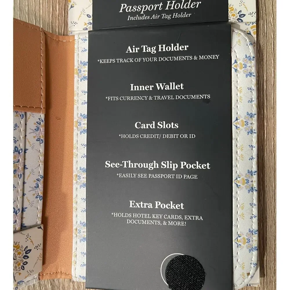 Martha Stewart Floral Passport Holder Elegant Travel Organizer Air Tag Holder